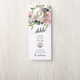 Aviso De Porta Floral rosa e azul