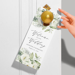 Aviso De Porta Flores Brancas Luxuriantes Casamento Bem-vindo/Não