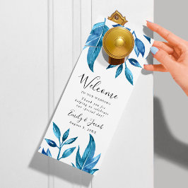 Aviso De Porta Folhas de Índigo | Boas-vindas de Casamento & Não 