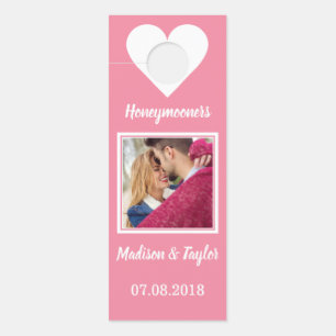 Aviso De Porta Foto, texto e cor Etiquetas de porta Honeymoon