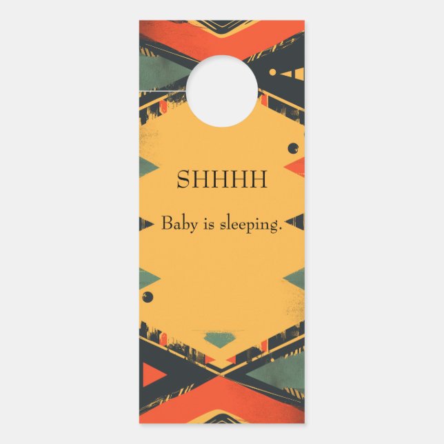 Aviso De Porta Fundo colorido em estilo tribal (Frente)