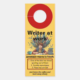 Aviso De Porta Funny writer at work Door Hanger