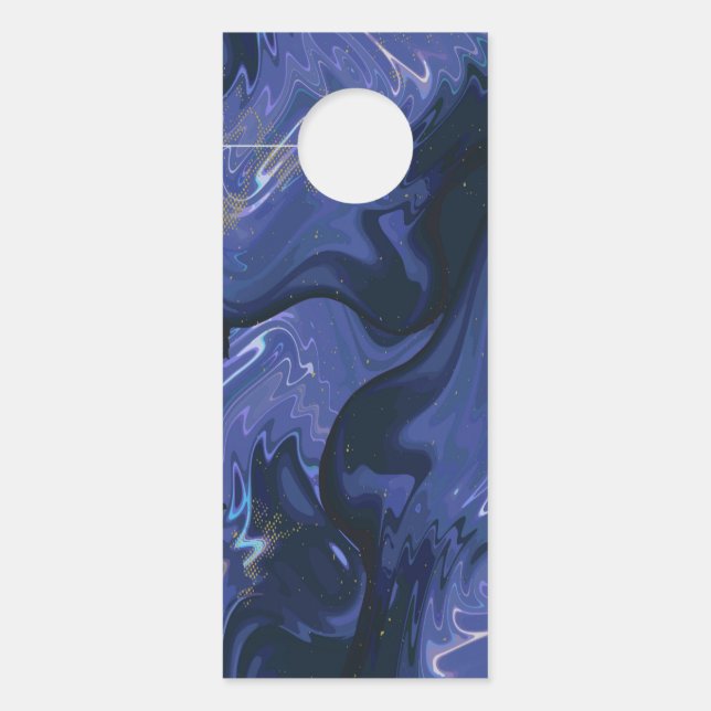 Aviso De Porta Galaxy Swirl Blue Glitter Abstrato Padrão cósmico (Frente)