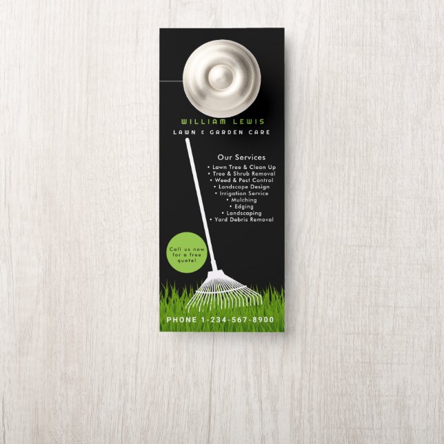 Aviso De Porta Garden Lawn Care Paisaging Modern Grass (Na maçaneta)