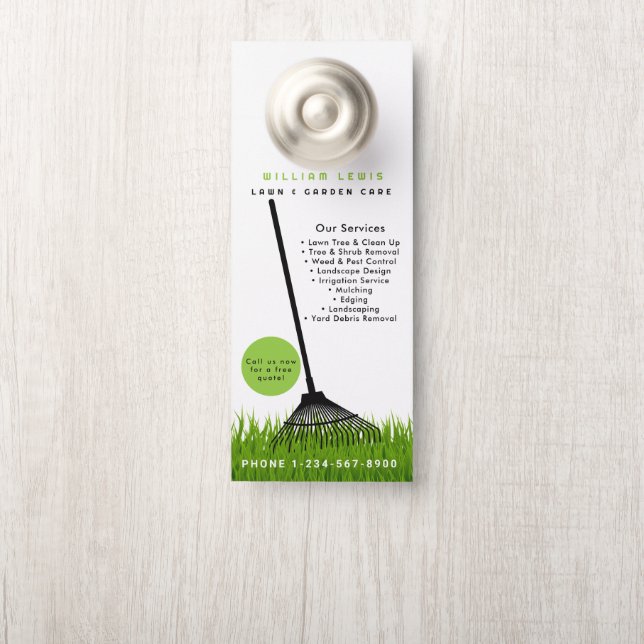 Aviso De Porta Garden Lawn Care Paisaging Modern Grass (Na maçaneta)