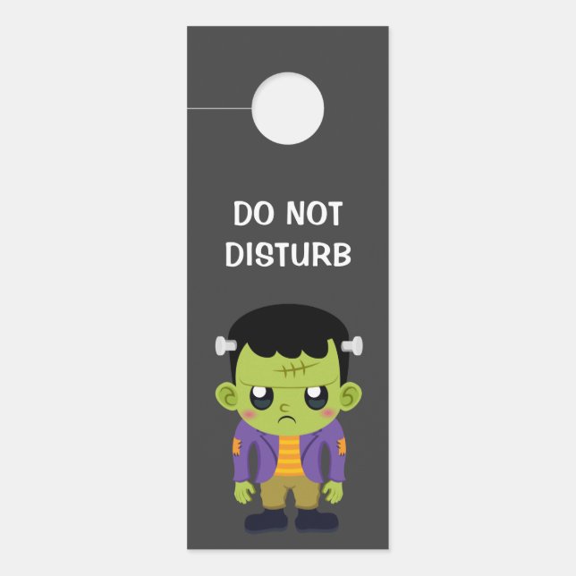 Aviso De Porta Green Frankenstein Monster Halloween (Frente)