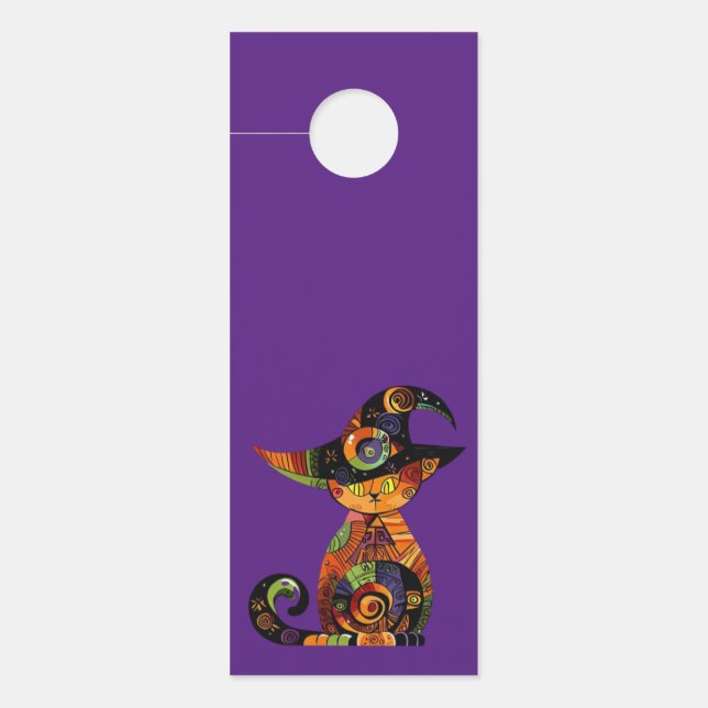 Aviso De Porta Halloween/místico/gato/queda (Frente)