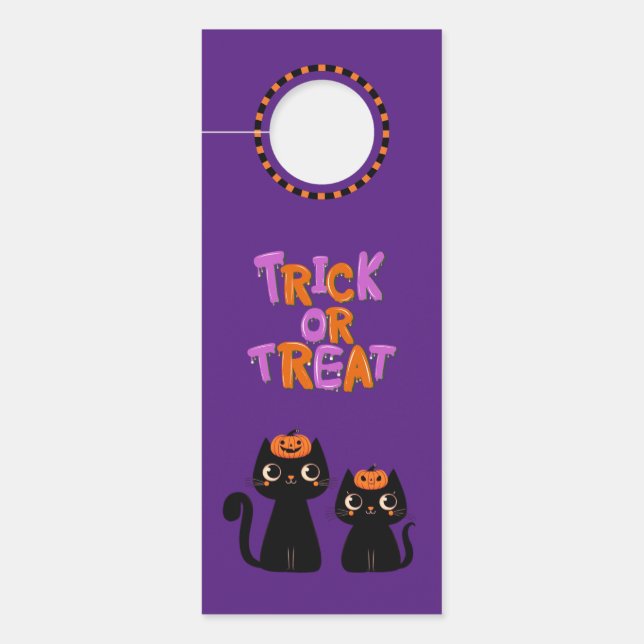 Aviso De Porta Halloween/outono/Outono/Abóbora/gato (Frente)