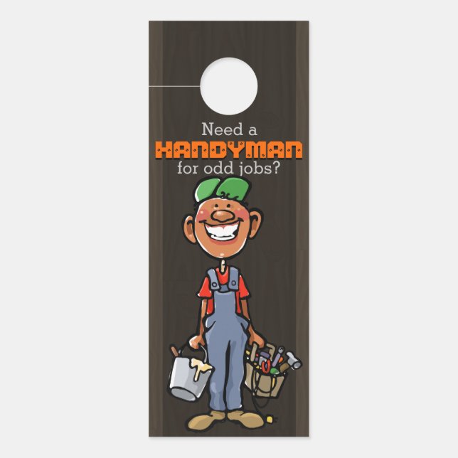 Aviso De Porta Handyman Maintenance Services Afro American Dark (Frente)