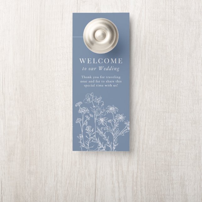 Aviso De Porta Hotel Boho Periwinkle Wildflower (Na maçaneta)