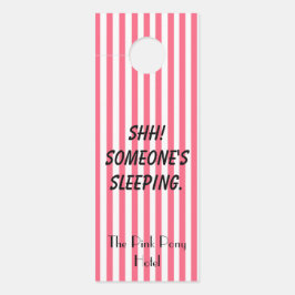 Aviso De Porta Hotel Striped rosa e branco