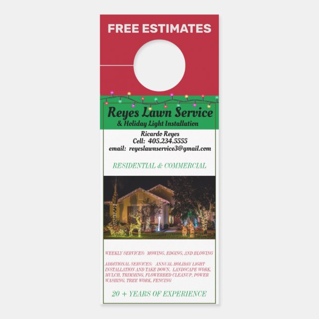 Aviso De Porta Instalação de Luzes de Natal Lindas (Frente)