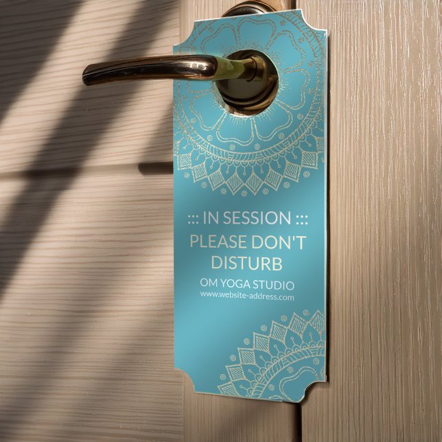 Aviso De Porta Instrutor de Meditação Yoga Green Blue Mandala Dou (Criador carregado)