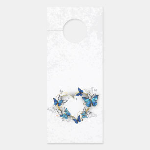 Aviso De Porta Jewelry Heart with Butterflies Morpho
