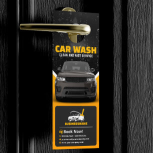 Aviso De Porta Lavagem de Carro Amarela Detalhes de Automóveis La