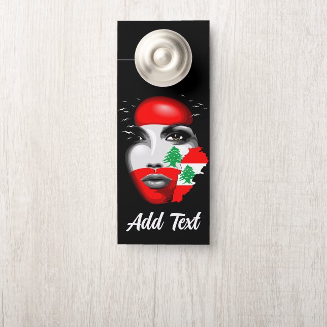 Aviso De Porta Líbano Flag e Map no rosto da menina (Na maçaneta)