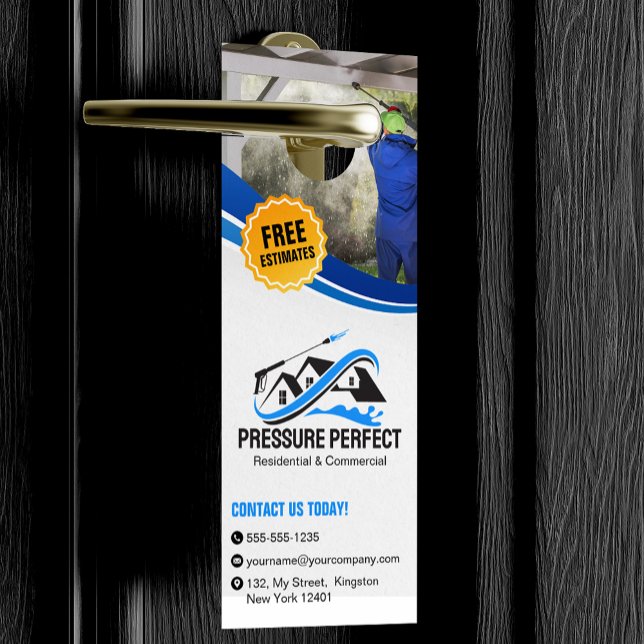 Aviso De Porta Limpeza de pressão profissional e limpeza de energ (Criador carregado)