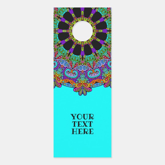 Aviso De Porta Manuscrito Mandala Relógio Face 24 (Frente)