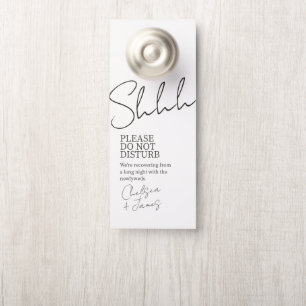 Aviso De Porta Marfim   Casamento Minimalista Chic Script