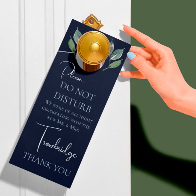 Aviso De Porta Marinho Clássico e Noite de Casamento Greenery (Criador carregado)