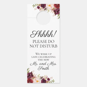 Aviso De Porta Marsala e Pink Floral Wedor Hangers