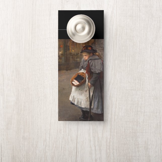 Aviso De Porta Matchstick Girl Pobre Rua Urchin Pobreza Urbana (Na maçaneta)