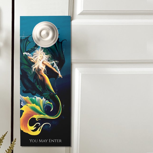 Aviso De Porta Mermaid Dragon Fantasy Blue (Criador carregado)