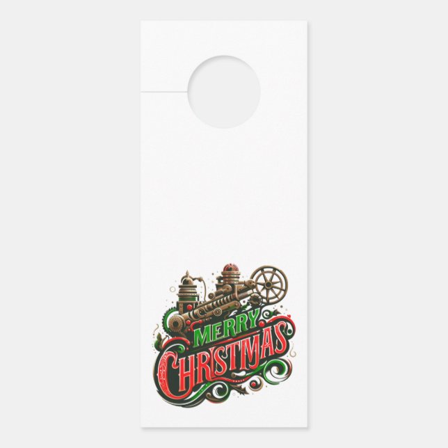 Aviso De Porta Merry Christmas steampunk (Frente)