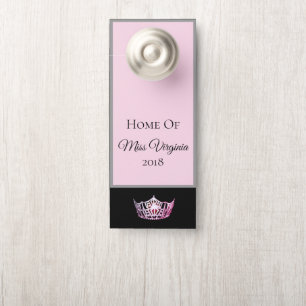 Aviso De Porta Miss América estilo Pageant PINK Crown Door Hange