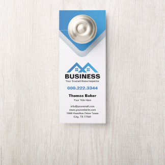 Aviso De Porta Modern Blue Roof House Logo Real Estate