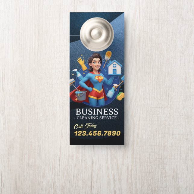 Aviso De Porta Modern House Cleaning Maid Service Housekeeping (Na maçaneta)