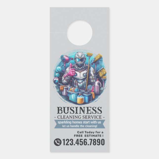 Aviso De Porta Modern House Cleaning Maid Service Housekeeping (Frente)