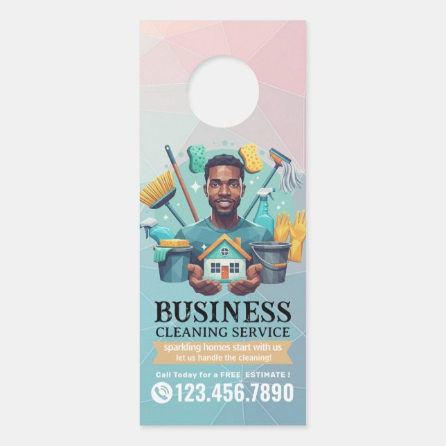Aviso De Porta Modern House Cleaning Maid Service Housekeeping (Frente)