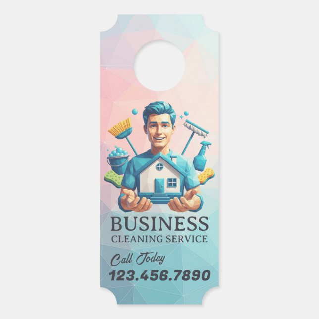 Aviso De Porta Modern House Cleaning Maid Service Housekeeping (Frente)