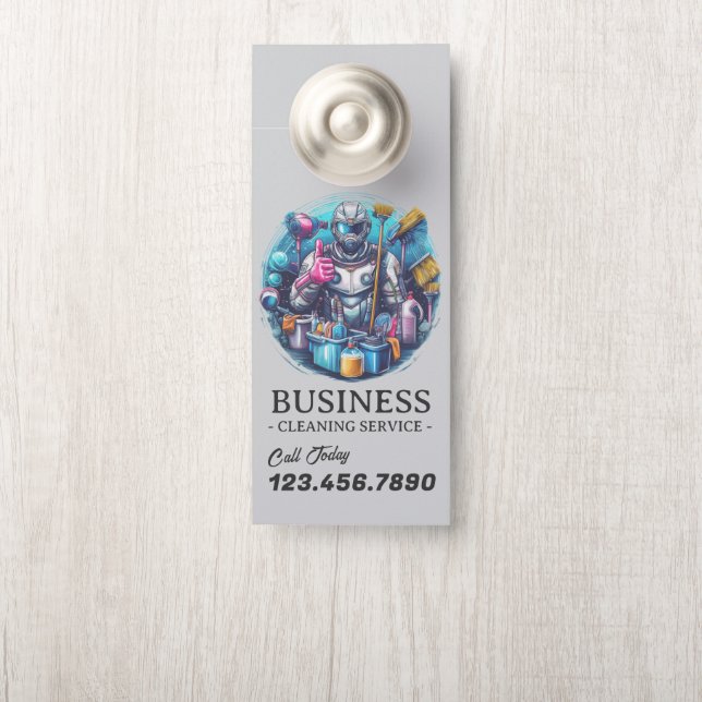 Aviso De Porta Modern House Cleaning Maid Service Housekeeping (Na maçaneta)