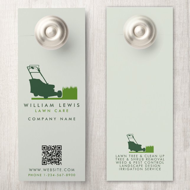 Aviso De Porta Modern Lawnmower Lawn Care Simples Código QR (Modern Lawnmower Lawn Care Simple QR Code Door Hanger)