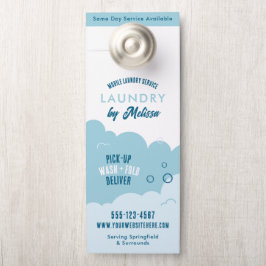 Aviso De Porta Modern Pick-Up Laundry Service Blue & White