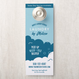 Aviso De Porta Modern Pick-Up Laundry Service Blue & White
