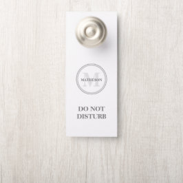 Aviso De Porta Monograma Cinza White Hotel Guest não perturba Doo