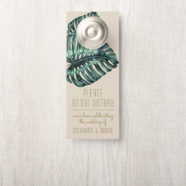 Aviso De Porta Monstera Tan Dourado Não Incomodar Casamento