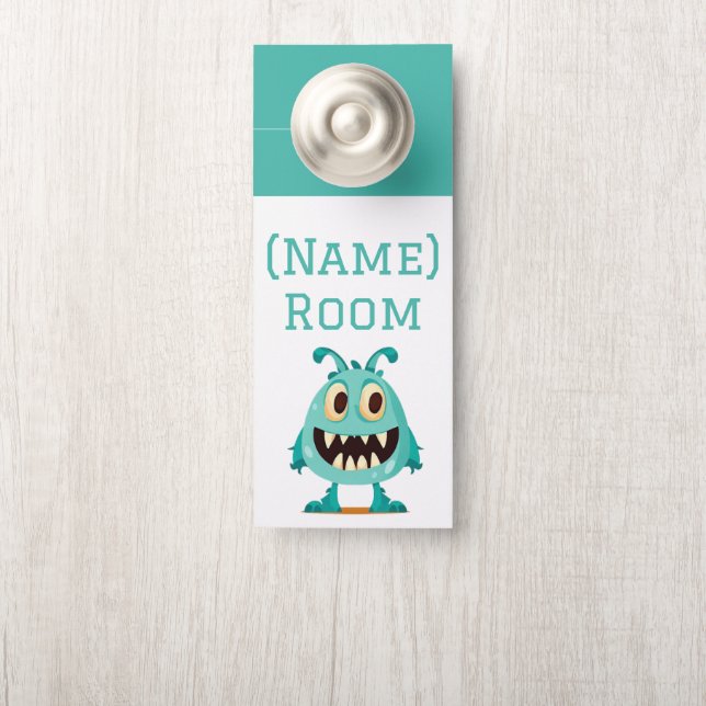 Aviso De Porta Monstro/alienígena/desenho animado (Na maçaneta)