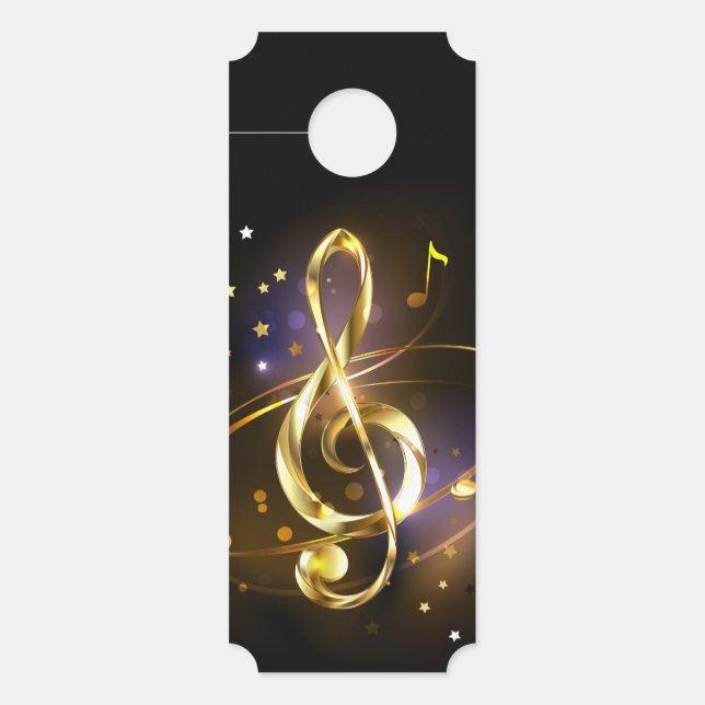 Aviso De Porta Música em clave de sol dourada (Frente)