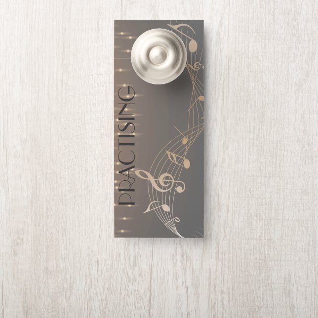 Aviso De Porta Musical Note gold Sparkle confetti (Na maçaneta)