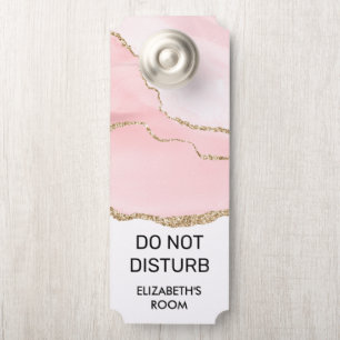 Aviso De Porta Não Incomodar Aquarela Rosa Com Agitação Rosa