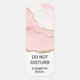 Aviso De Porta Não Incomodar Aquarela Rosa Com Agitação Rosa