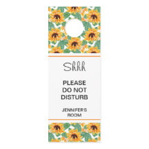 Não Incomodar Bonito Padrão de Girassóis Amarelos