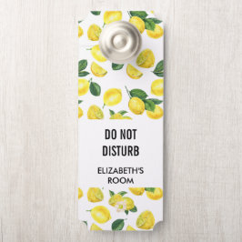 Aviso De Porta Não Incomodar Limões Amarelos Padrão De Aquarela
