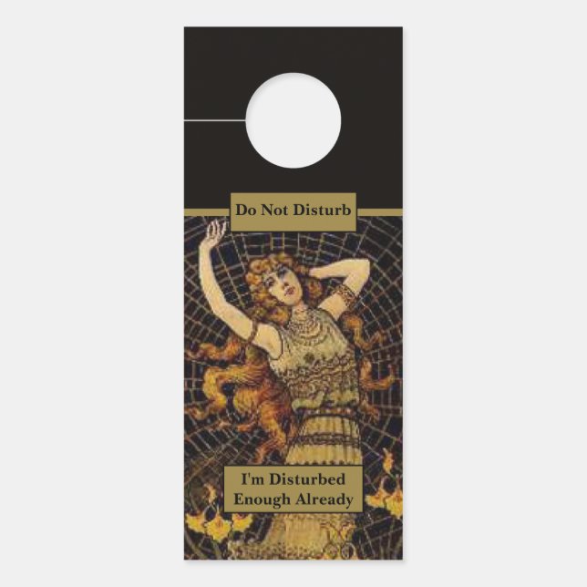 Aviso De Porta Não Incomodar/Limpar-me-á, Senhora Dourada Preta (Frente)