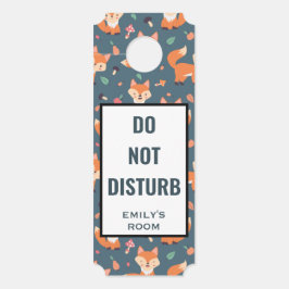 Aviso De Porta Não Incomodar O Padrão Animal Da Raposa Laranja-Co