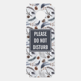 Aviso De Porta Não Incomodar Pinheiros Cones Padrão De Inverno